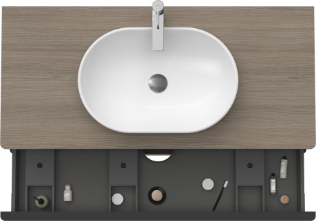 Тумба подвесная под раковину DURAVIT D-Neo DE496903535 1200 мм х 550 мм, с 2 выдвижными ящиками и консолью, дуб терра