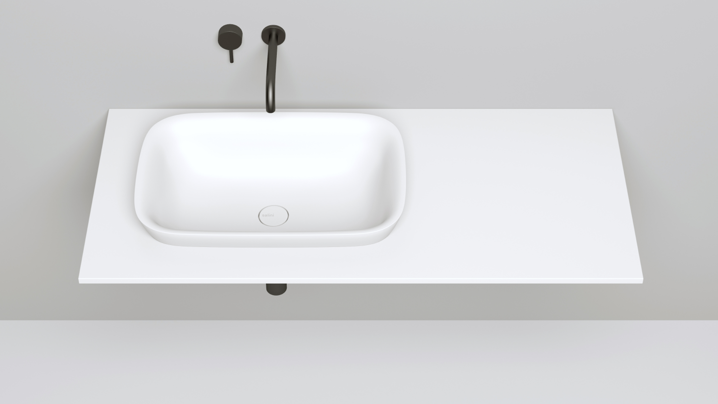 Раковина полувстраиваемая прямоугольная SALINI MAREA 02 1802202M 598х398х165мм, S-Stone, без донного клапана, цвет Белый матовый