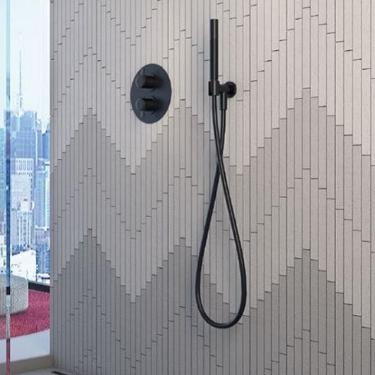 Душевой гарнитур CISAL Shower DS01881340 c ручной лейкой, шлангом 1500 мм и выводом с держателем, цвет Чёрный матовый