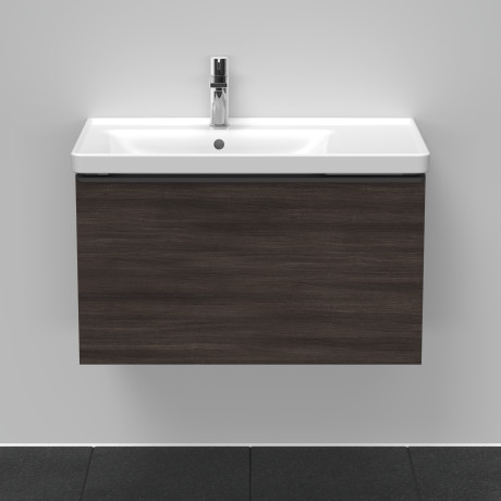 Тумба подвесная под раковину DURAVIT D-Neo DE425505353 784 мм х 452 мм, с одним выдвижным ящиком, каштан тёмный