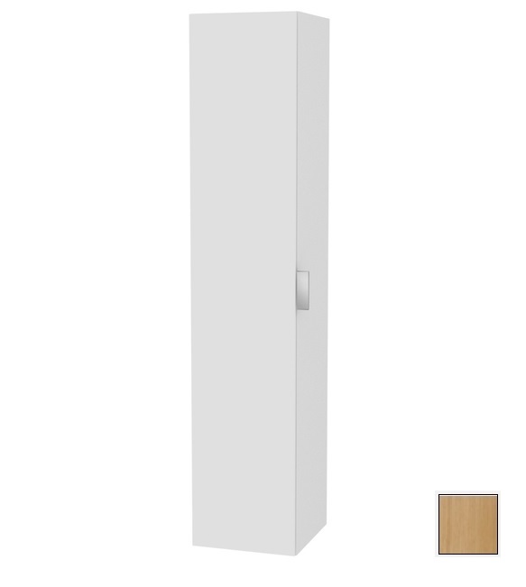 Шкаф - пенал высокий подвесной KEUCO EDITION 11 31331 890001 петли слева, 3 стеклянные полки, с бельевой корзиной, корпус/фасад шпон, светлый дуб