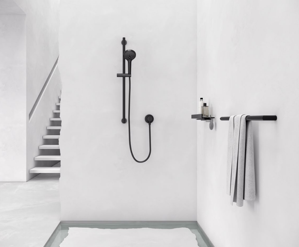 Смеситель однорычажный для душа KEUCO SOLO 59552 379501 с выводом для шланга, с круглой розеткой, чёрный матовый