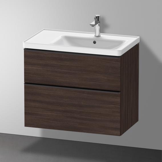 Тумба подвесная под раковину DURAVIT D-Neo DE435805353 784 мм х 452 мм, с выдвижным ящиком и выдвижным отделением, каштан тёмный