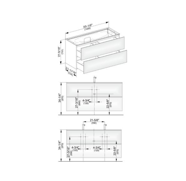Тумба подвесная под раковину KEUCO EDITION 11 31362 370100 с двумя выдвижными фронтами, с внутренней светодиодной подсветкой, корпус/фасад структурный лак, трюфель