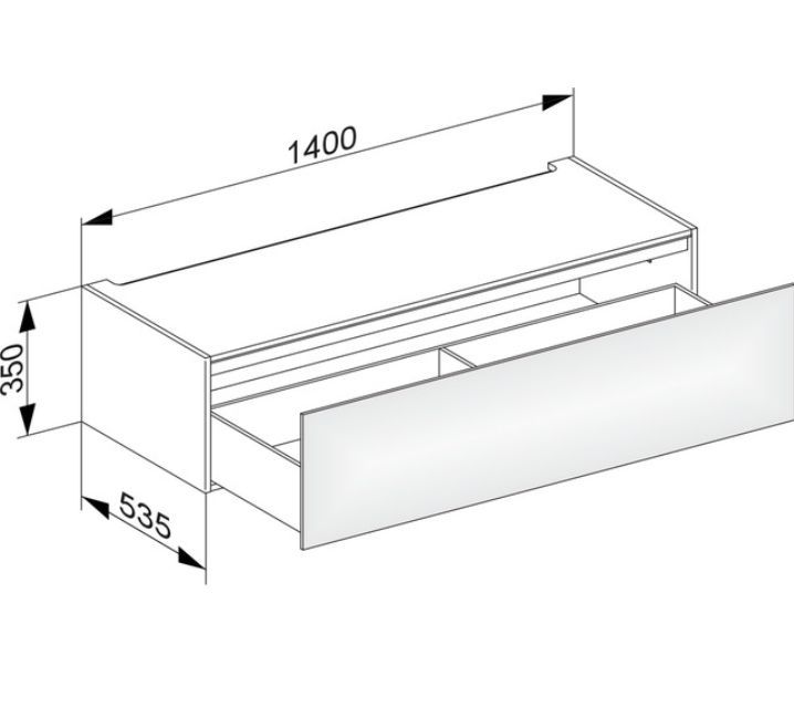 Модуль нижнего шкафа KEUCO EDITION 11 31313 110000 для встройки снизу, с одним выдвижным ящиком, корпус матовый лак/фасад глянцевое стекло, антрацит