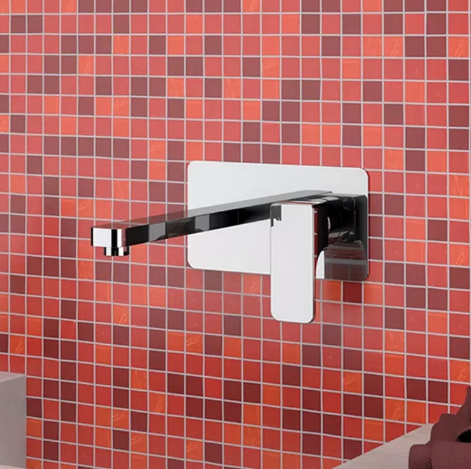 Внешняя часть онорычажного настенного смесителя для раковины CISAL Cubic CU00551221 излив 200 мм, цвет Хром