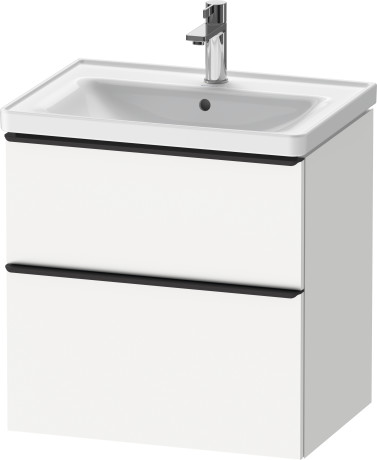 Тумба подвесная под раковину DURAVIT D-Neo DE435401818 634 мм х 452 мм, с выдвижным ящиком и выдвижным отделением, белый матовый