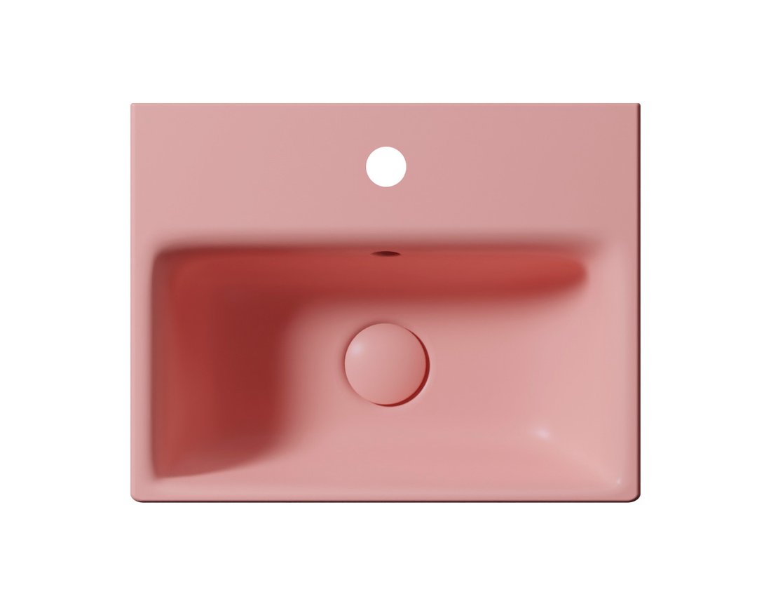 Раковина накладная/подвесная GSI NUBES 9684124 400 мм х 320 мм, с переливом, с отверстием под смеситель, для крепежа FLAVABO, цвет матовый Blush