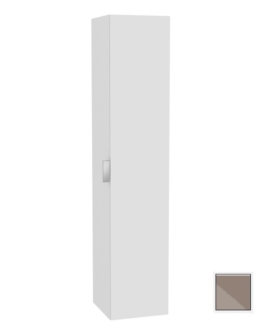 Шкаф - пенал высокий подвесной KEUCO EDITION 11 31331 140002 петли справа, 3 стеклянные полки, с бельевой корзиной, корпус матовый лак/фасад глянцевое стекло, трюфель