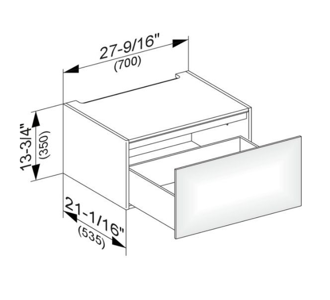 Модуль нижнего шкафа KEUCO EDITION 11 31311 570000 для встройки снизу, с одним выдвижным ящиком, корпус матовый лак/фасад глянцевое стекло, чёрный