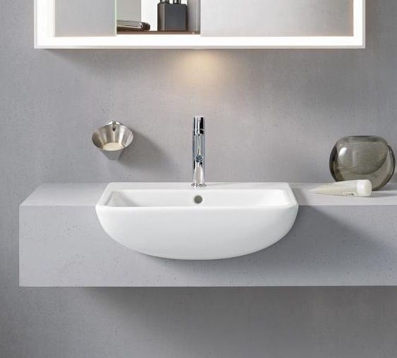 Раковина встраиваемая до половины Duravit Me by Starck 0378550030 с тремя отверстиями под смеситель, белая