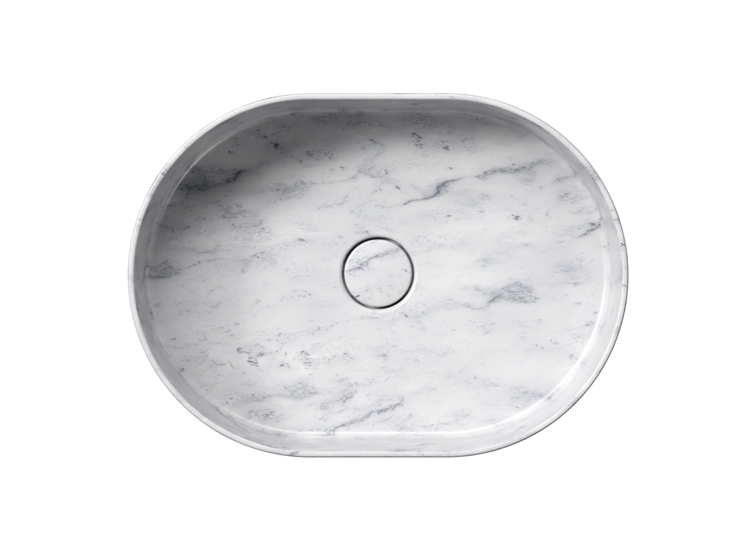 Раковина накладная овальная GSI AltaCeramica AC30235 550 × 400 мм, без отверстия под смеситель, цвет под белый мрамор Marbled white