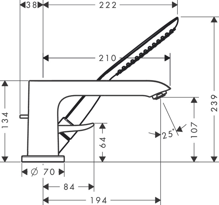 Смеситель на борт ванны на 3 отверстия Hansgrohe Metris 31190000 Хром