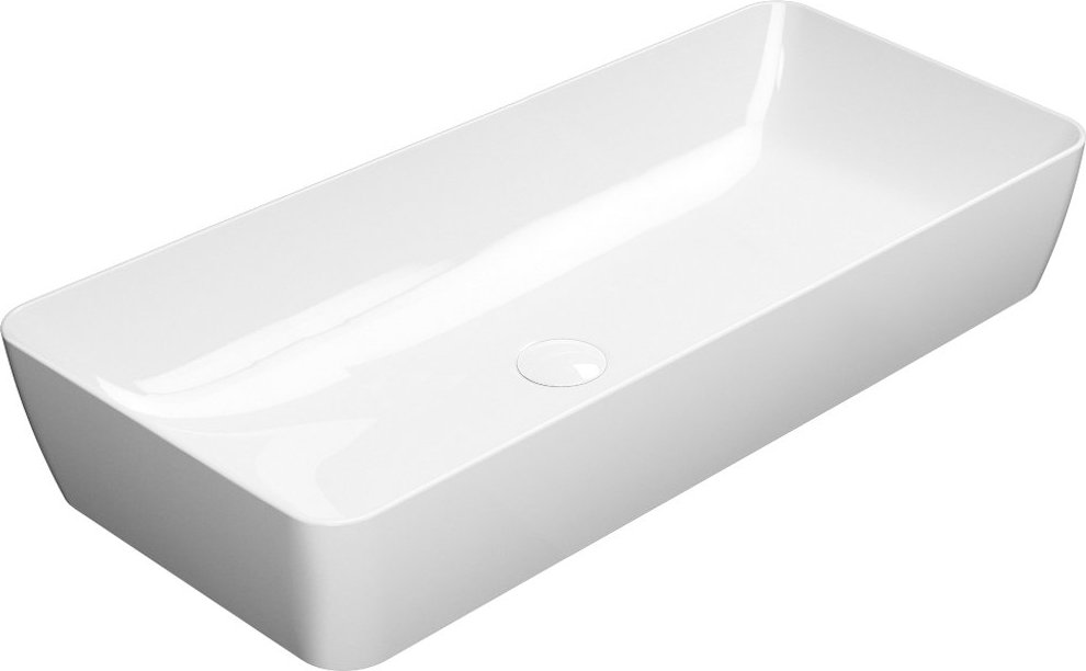 Раковина накладная GSI NUBES 904011 800 мм х 400 мм, без отверстия под смеситель, без перелива, цвет Белый глянцевый