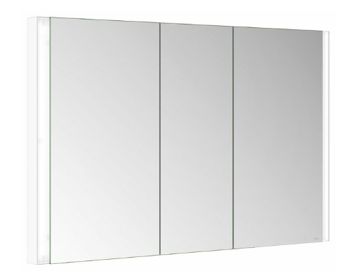 Зеркальный шкаф с подсветкой и подогревом для встраиваемого монтажа KEUCO Somaris 14514 513101 115 мм х 1200 мм х 710 мм, с 3 поворотными дверцами, цвет корпуса Белый матовый