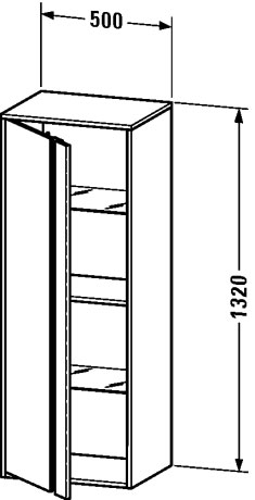 Шкаф высокий Duravit Ketho 1267 R 49 правый, с тремя полками, графит матовый