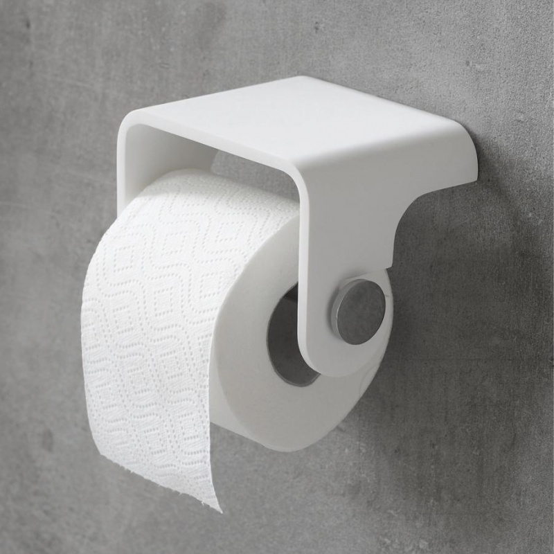 Держатель туалетной бумаги, подвесной, с полочкой DECOR WALTHER  Stone TPH 4    0974554    10 X 13 X 10 см, композит Solid Surface,  цвет: белый / хром