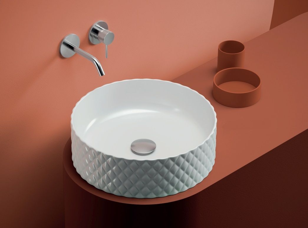 Раковина круглая накладная ARTCERAM QUADRO OSL009 01 00 440 мм х 440 мм, без отверстия под смеситель, без перелива, белый глянцевый