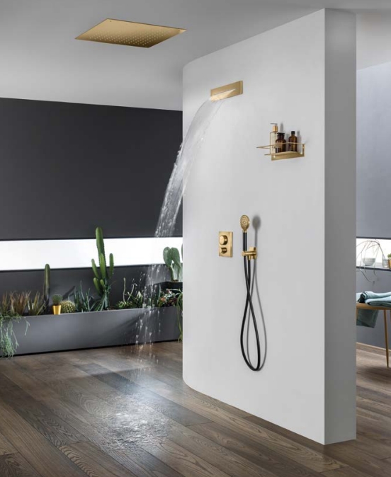 Полочка для душа ALMAR Showers Accessories E300001.HB316  нержавеющая сталь 316 PVD, цвет Латунь брашированная