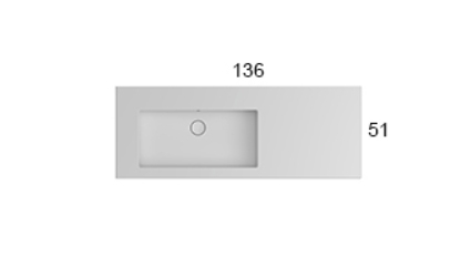 Раковина накладная левосторонняя GLOBO INCANTHO IN136SABI 1360 мм х 510 мм х 140 мм, с полочкой справа, с намеченным отверстием под смеситель слева, с переливом, цвет белый глянцевый (Снимается с производства)
