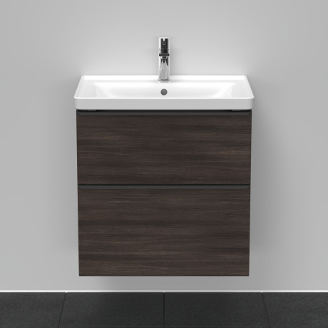 Тумба подвесная под раковину DURAVIT D-Neo DE435405353 634 мм х 452 мм, с выдвижным ящиком и выдвижным отделением, каштан тёмный
