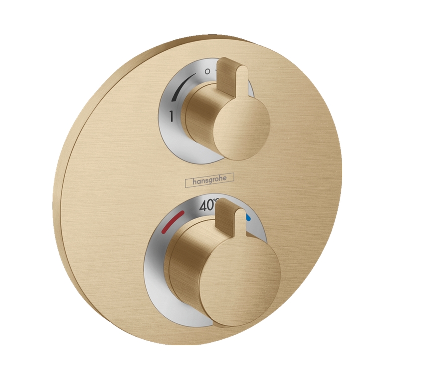 Круглая наружная часть термостата Hansgrohe Ecostat S 15758140 2 потребителя, Цвет шлифованная бронза