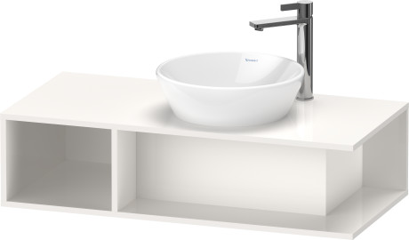 Тумба подвесная под раковину справа DURAVIT D-Neo DE493902222 1000 мм х 480 мм, с открытой боковой полкой слева и консолью, белый глянцевый