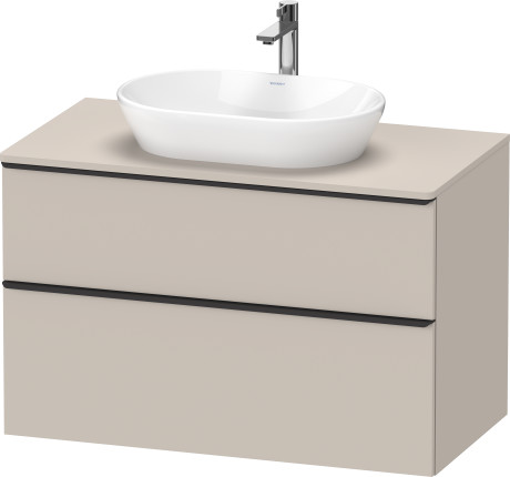 Тумба подвесная под раковину DURAVIT D-Neo DE496809191 550 мм х 1000 мм, с двумя выдвижными ящиками и консолью, серо-коричневый матовый