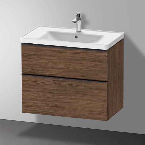 Тумба подвесная под раковину DURAVIT D-Neo DE435502121 784 мм х 452 мм, с выдвижным ящиком и выдвижным отделением, орех тёмный
