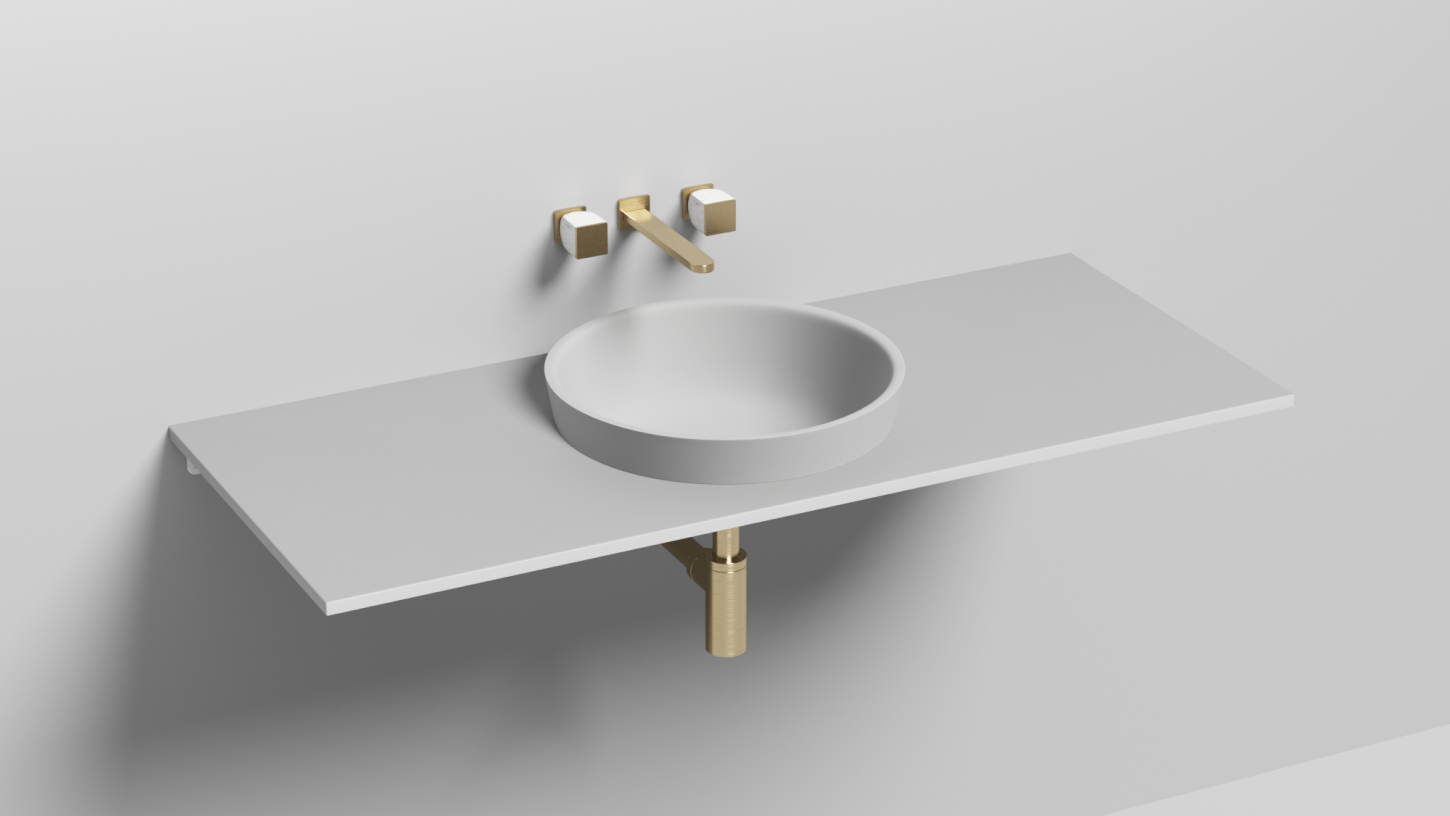 Раковина полувстраиваемая круглая SALINI MAREA 03 1802203M 415х415х165мм, S-Stone, без донного клапана, цвет Белый матовый