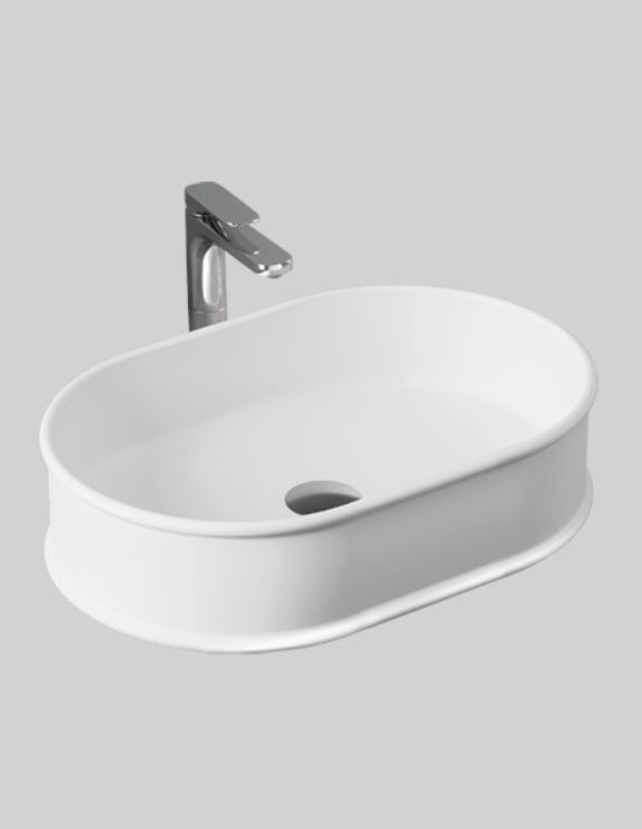 Раковина накладная овальная ARTCERAM ATELIER ATL002 17 00 600 мм х 400 мм, без отверстия под смеситель, без перелива, чёрная матовая