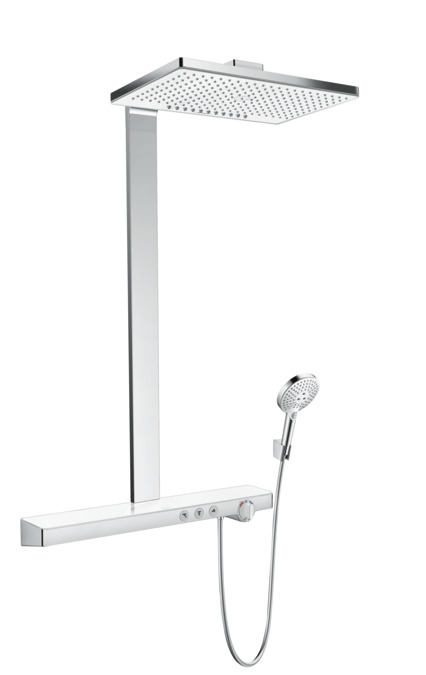 Душевая панель Hansgrohe Rainmaker Select 27109400 Showerpipe 460 2jet с термостатом белый/хром