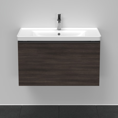 Тумба подвесная под раковину DURAVIT D-Neo DE425505353 784 мм х 452 мм, с одним выдвижным ящиком, каштан тёмный