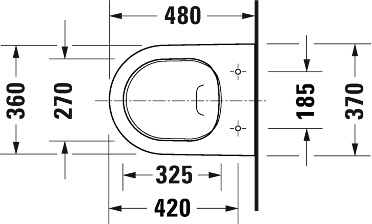 Унитаз подвесной + сиденье Duravit D-Neo Rimless 45870900A1 370 мм х 480 мм, с вертикальным смывом, без смывного края, с креплением Durafix, белый