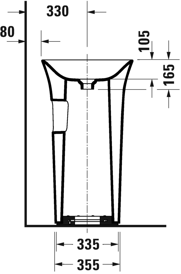 Отдельно стоящая раковина Duravit White Tulip 2702500070 Ø500 мм, без отверстия под смеситель, пристенный вариант, белая