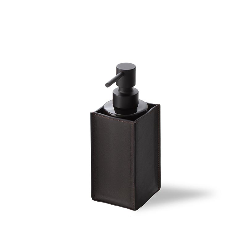 Настольный дозатор для жидкого мыла DECOR WALTHER NAPPA SSP  0939090 натуральная кожа/стекло, цвет черно-коричневый/черный