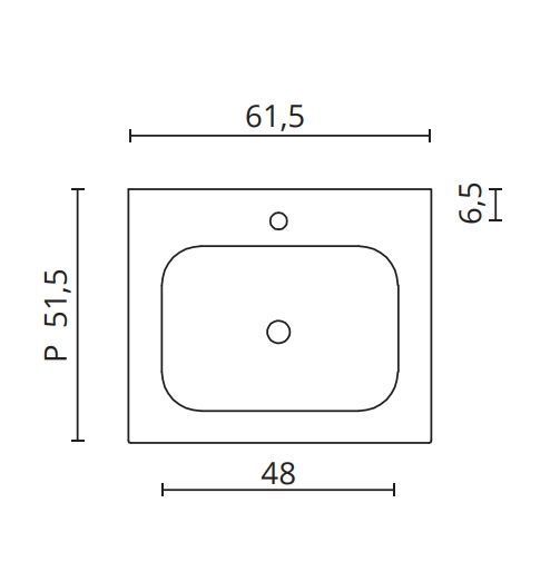 Раковина керамическая BMT GALAXY 801 741 GAF 010 950   610х16х515 мм, с отверстием под смеситель, с переливом, белый глянцевый