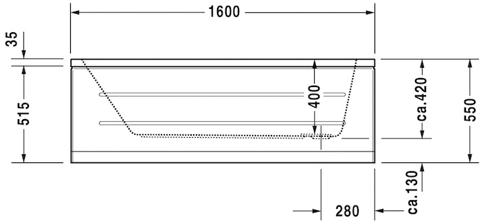 Акриловая встраиваемая ванна Duravit D-Code 700096000000000 1600 х 700
