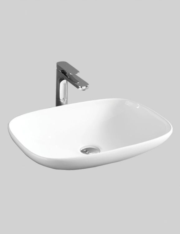 Раковина накладная ARTCERAM LA FONTANA LFL006 01 00 550 мм х 400 мм, без отверстия под смеситель, без перелива, белый глянцевый (Снято с производства)