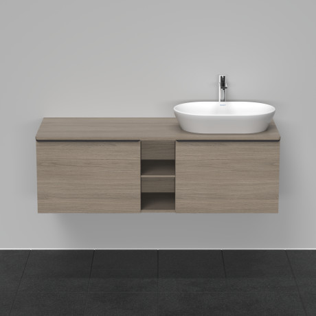 Тумба подвесная под раковину справа DURAVIT D-Neo DE4950R3535 1400 мм х 550 мм, с 2 выдвижными ящиками и открытой полкой, дуб терра