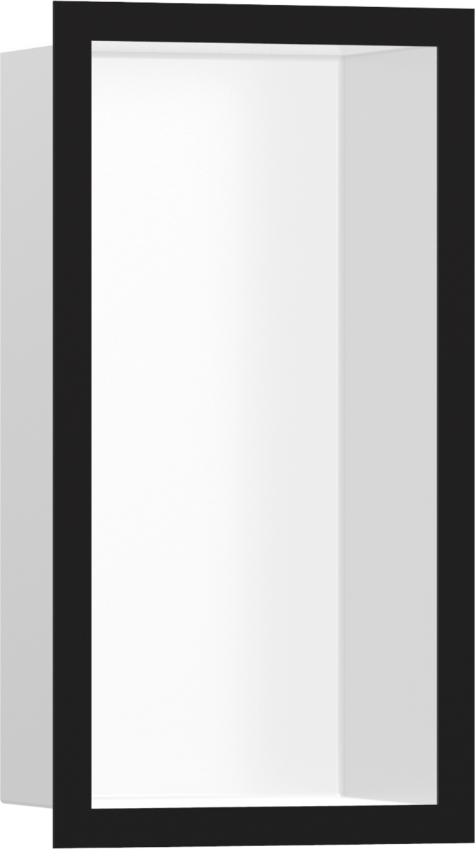 Настенный короб HANSGROHE XtraStoris Individual 56096670 с дизайнерской рамой, 300 мм х 150 мм х 100 мм, матовый белый/матовый чёрный
