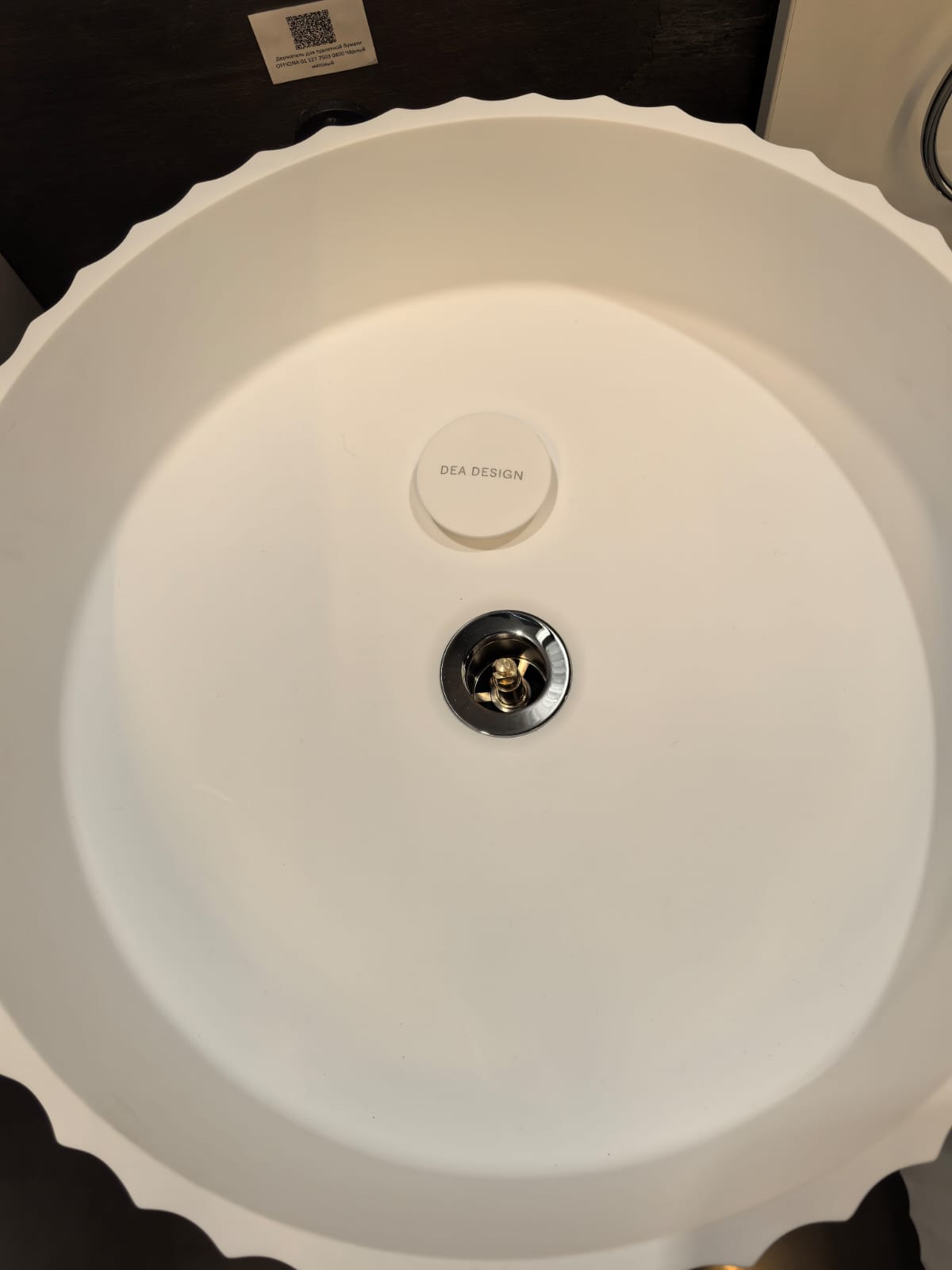 Крышка донного клапана для раковины DEA DESIGN  DD4230 18  из искусственного камня Solid Suface, цвет белый матовый White 18