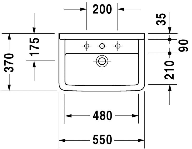 Раковина подвесная Duravit Starck 3 03015500001 с одним отверстием под смеситель, с переливом, с покрытием WonderGliss,  белая