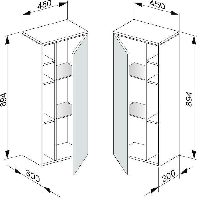 Шкаф средний подвесной KEUCO EDITION 400 31725 170002 петли справа, 2 стеклянные полки, корпус структурный лак/фасад матовое стекло, трюфель