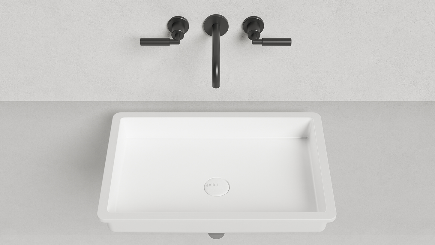 Раковина встраиваемая под столешницу прямоугольная SALINI MAREA 14 1802214M 600х400х128мм, S-Stone, без донного клапана, цвет Белый матовый