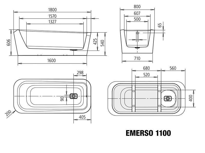 Ванна из сталь-эмали отдельностоящая Kaldewei Meisterstuck Emerso Mod 1100-4060 2011.4060.3001 1800 х 800 мм с покрытием Perl-Effekt