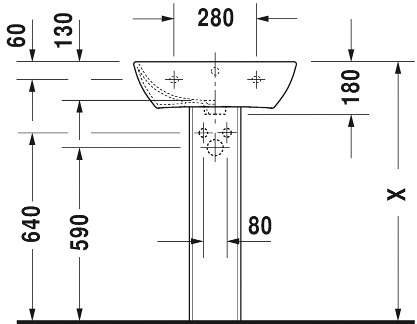 Раковина подвесная Duravit Me By Starck 2335550000 55х44см