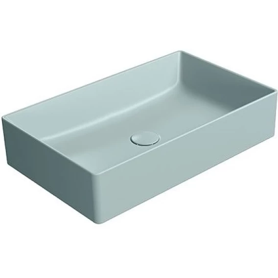 Раковина накладная прямоугольная GSI KUBE X 945315 600 мм х 370 мм, без отверстия под смеситель, без перелива, цвет Ghiaccio Matte
