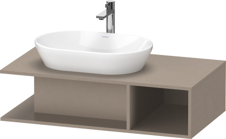 Тумба подвесная под раковину слева DURAVIT D-Neo DE492907575 1000 мм х 550 мм, с открытой боковой полкой справа и консолью, лён