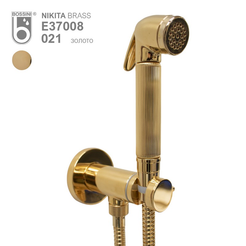 Гигиенический душ со смесителем Bossini Nikita E37008B Золото (комплект)